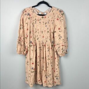 Madewell Pintuck Puff Sleeve mini dress Seaside floral pattern size medium